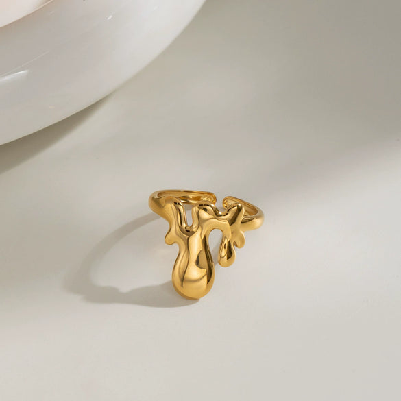 Women's Minimalist Geometric Open Ring Stainless Steel With Pvd Vacuum Gold Plating And Exquisite Unique Jewelry Design