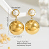 Women's Minimalist Geometric Pearl Earrings With Stainless Steel Ear Needles And Electroplated Titanium Steel Ball Pendant