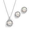 Women's Minimalist Geometric Pendant Necklace And Earring Set With Imitation Pearl And Yew Wood Electroplated Gold Tone Old Money Style Jewelry