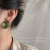Women's Minimalist Geometric Resin Potato Chip Shaped Earrings With Silver Needle Smudged Color Retro Fashion Earrings