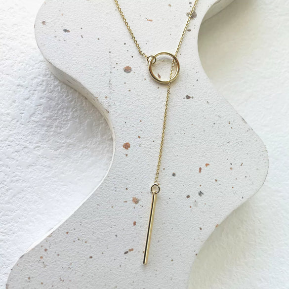 Women's Minimalist Geometric Round Copper Necklace With Regular Chain Electroplated Simple Fashion Clavicle Chain