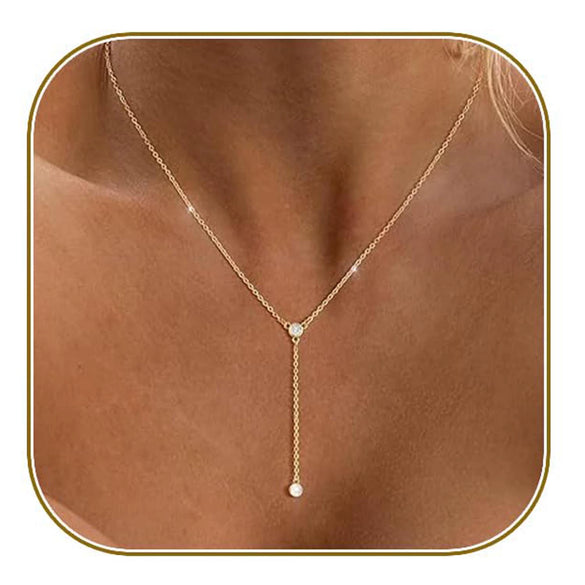 Women's Minimalist Geometric Round Copper Necklace With Regular Chain Electroplated Simple Fashion Clavicle Chain