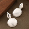 Women's Minimalist Geometric Round Metal Stud Earrings With Handbrushed Finish And Copper Posts Refined Fashion Jewelry