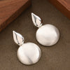 Women's Minimalist Geometric Round Metal Stud Earrings With Handbrushed Finish And Copper Posts Refined Fashion Jewelry