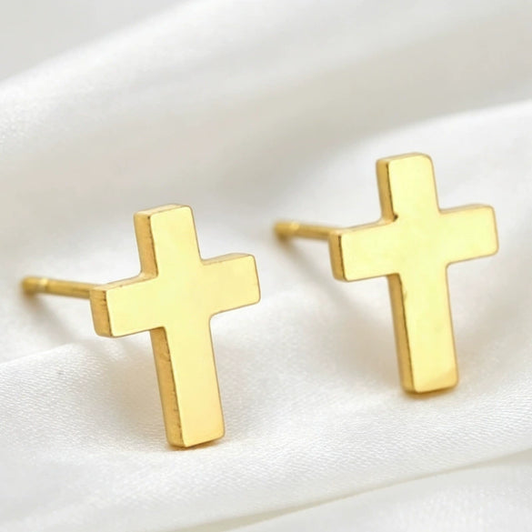 Women's Minimalist Geometric Square Cross Earrings Electroplated Alloy Fashion Jewelry With Stainless Steel Ear Posts For Everyday Wear