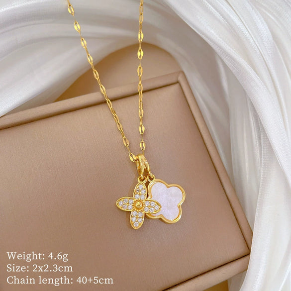 Women's Minimalist Geometric Stainless Steel And Copper Necklace With Electroplating