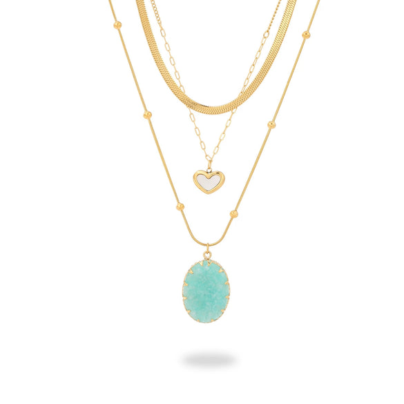 Women's Minimalist Geometric Stainless Steel And 18K Gold Necklace With Electroplating