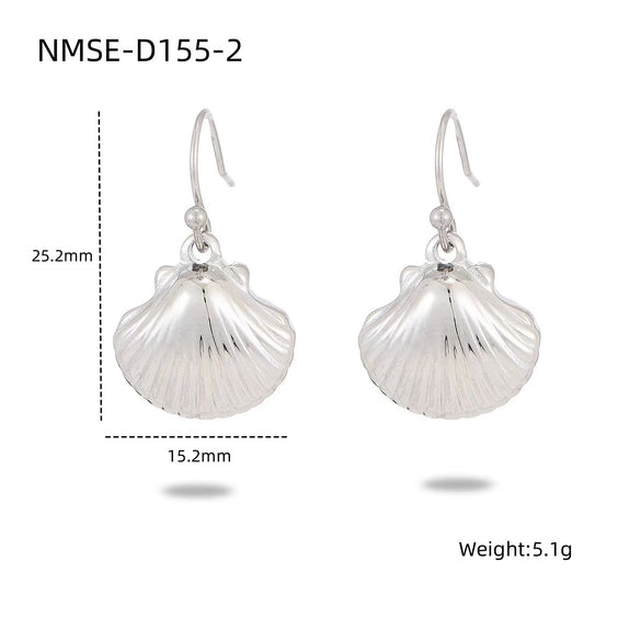 Women's Minimalist Geometric Stainless Steel And Pearl Marine Shell Necklace Pendant With Electroplating