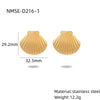 Women's Minimalist Geometric Stainless Steel And Pearl Marine Shell Necklace Pendant With Electroplating