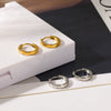 Women's Minimalist Geometric Stainless Steel Hoop Earrings With Pvd Vacuum Gold Plating And Diamond Encrusted Detail Non Fading Simple Style