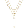 Women's Minimalist Geometric Stainless Steel Necklace With Moon Star And Water Drop Pendant Light Luxury Zircon Rhinestone Inlay And Electroplated Finish