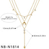 Women's Minimalist Geometric Stainless Steel Necklace With Moon Star And Water Drop Pendant Light Luxury Zircon Rhinestone Inlay And Electroplated Finish