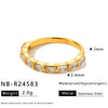 Women's Minimalist Geometric Stainless Steel Ring With Zircon Inlay And 18K Vacuum Plated Finish
