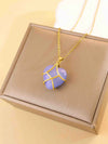 Women's Minimalist Geometric Titanium Steel Necklace With Copper Pendant And Cross Chain Real Gold Plated