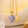 Women's Minimalist Geometric Titanium Steel Necklace With Copper Pendant And Cross Chain Real Gold Plated