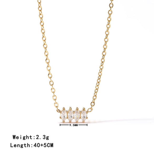 Women's Minimalist Geometric Titanium Steel O Chain Diamond Necklace With Horse Eye Zircon And Electroplating