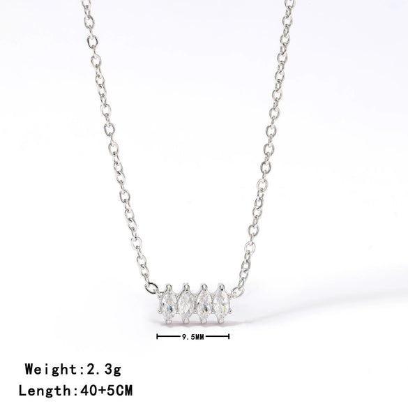 Women's Minimalist Geometric Titanium Steel O Chain Diamond Necklace With Horse Eye Zircon And Electroplating