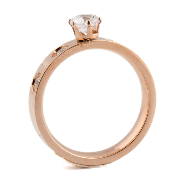 Women's Minimalist Geometric Titanium Steel Rhinestone Inlay Ring Simple Fashion Wedding Band