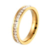Women's Minimalist Geometric Titanium Steel Ring With Single Row Inlay Electroplated Simple Fashion Band