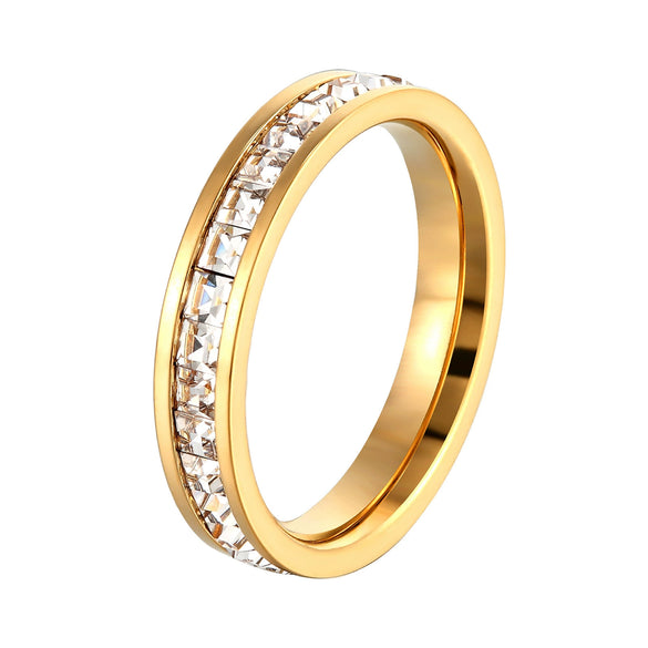 Women's Minimalist Geometric Titanium Steel Ring With Single Row Inlay Electroplated Simple Fashion Band