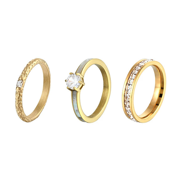 Women's Minimalist Geometric Titanium Steel Ring With Single Row Inlay Electroplated Simple Fashion Band