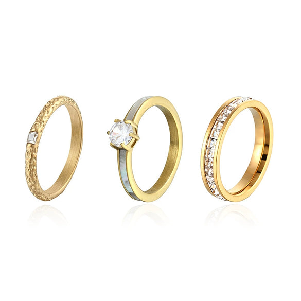 Women's Minimalist Geometric Titanium Steel Ring With Single Row Inlay Electroplated Simple Fashion Band