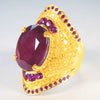 Women's Minimalist Geometric U Shaped Metal Ring With Inlaid Ruby And Diamond Style Exaggerated Fashion Jewelry