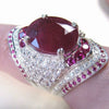 Women's Minimalist Geometric U Shaped Metal Ring With Inlaid Ruby And Diamond Style Exaggerated Fashion Jewelry