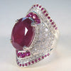 Women's Minimalist Geometric U Shaped Metal Ring With Inlaid Ruby And Diamond Style Exaggerated Fashion Jewelry
