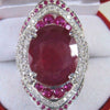 Women's Minimalist Geometric U Shaped Metal Ring With Inlaid Ruby And Diamond Style Exaggerated Fashion Jewelry