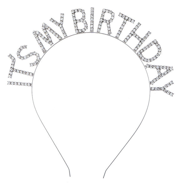 Women's Minimalist Geometric Zinc Alloy And Alloy Electroplated Rhinestone Letter Birthday Headband And Crown