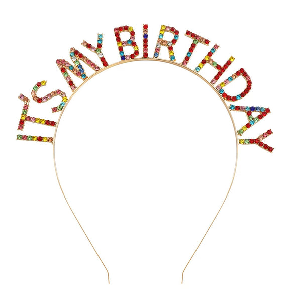 Women's Minimalist Geometric Zinc Alloy And Alloy Electroplated Rhinestone Letter Birthday Headband And Crown
