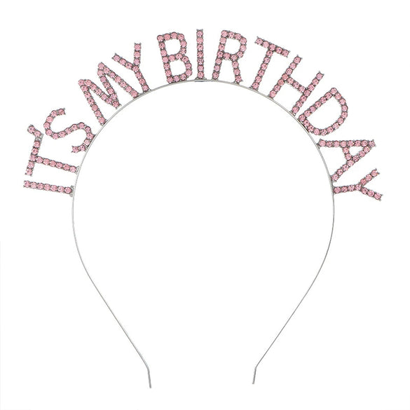 Women's Minimalist Geometric Zinc Alloy And Alloy Electroplated Rhinestone Letter Birthday Headband And Crown