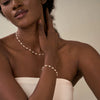 Women's Minimalist Handmade Pearl Bracelet With Geometric Copper Chain And Electroplated Finish Wedding Jewelry