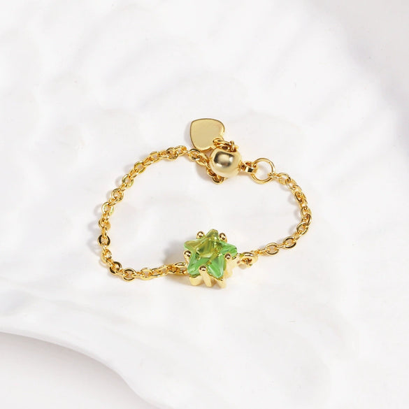 Women's Minimalist Heart Adjustable Chain Ring Copper Real Goldplated Electroplated Zircon
