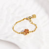 Women's Minimalist Heart Adjustable Chain Ring Copper Real Goldplated Electroplated Zircon