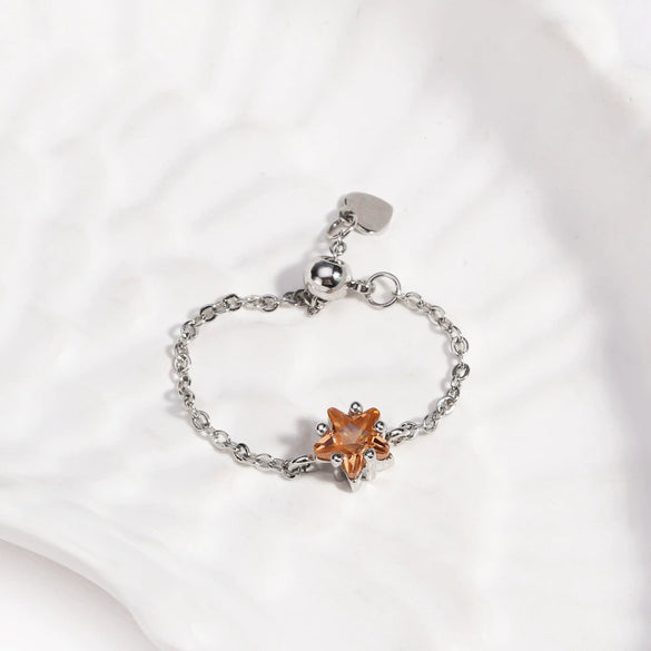 Women's Minimalist Heart Adjustable Chain Ring Copper Real Goldplated Electroplated Zircon