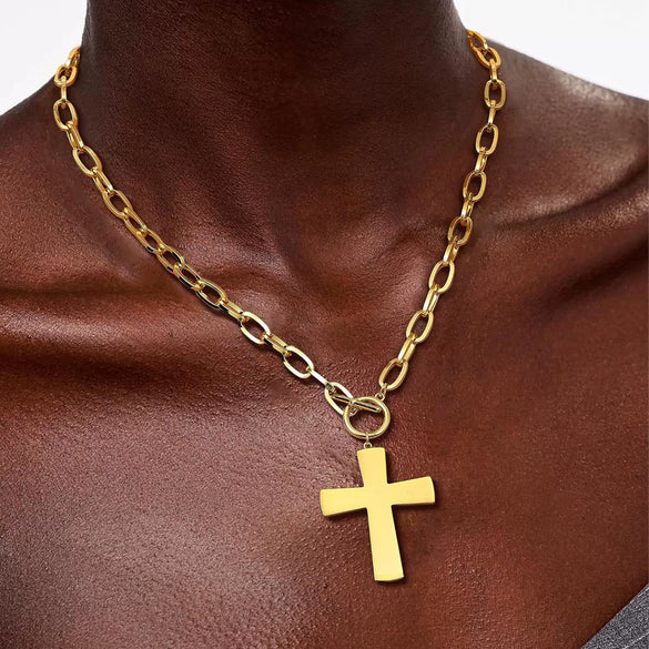 Women's Minimalist Heart And Star Geometric Necklace Set With Cut Out Metal Pendants And Cross Chain Street Style Statement Jewelry