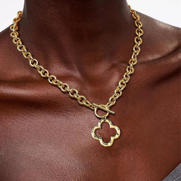 Women's Minimalist Heart And Star Geometric Necklace Set With Cut Out Metal Pendants And Cross Chain Street Style Statement Jewelry