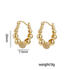 Women's Minimalist Heart Shape Titanium Steel And Copper Electroplated Round Bead Earrings