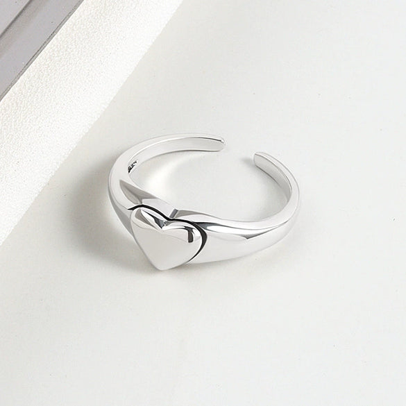 Women's Minimalist Heart Shaped Open Ring Copper Electroplated Geometric Adjustable Fashion Jewelry