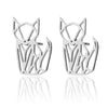 Women's Minimalist Hollow Origami Fox Earrings In Electroplated Stainless Steel Cute Animal Jewelry For Wholesale