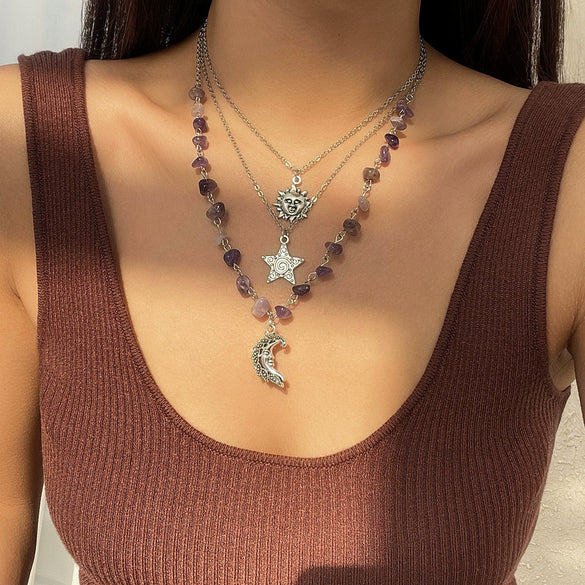 Women's Minimalist Iron And Alloy Constellation Patterned Necklace With Electroplating Processing