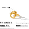 Women's Minimalist Irregular Geometric Stainless Steel Adjustable Open Ring With 18K Vacuum Plated Finish
