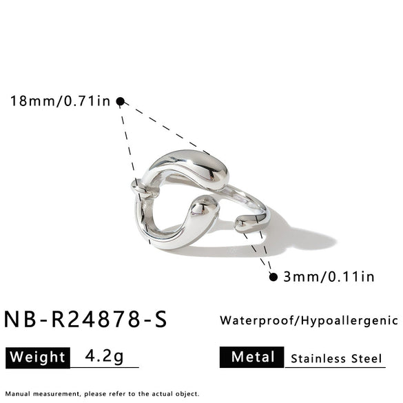 Women's Minimalist Irregular Geometric Stainless Steel Adjustable Open Ring With 18K Vacuum Plated Finish