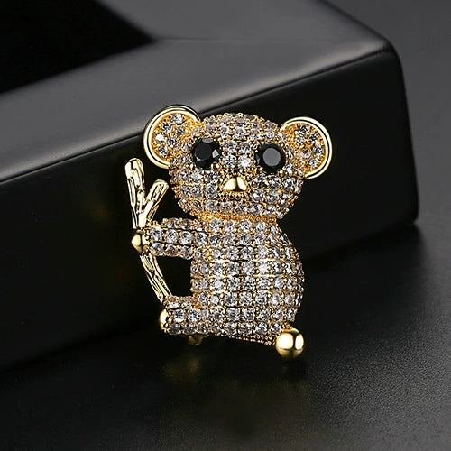 Women's Minimalist Koala Brooch Pin Copper Animal Design Electroplated Fashion Clothing Accessory Wholesale