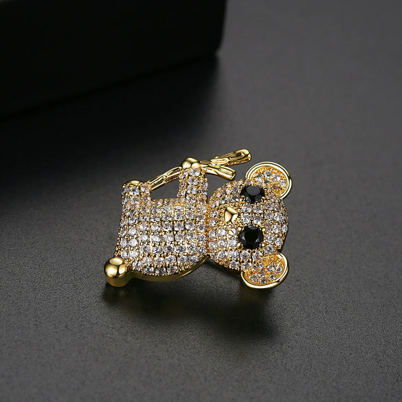 Women's Minimalist Koala Brooch Pin Copper Animal Design Electroplated Fashion Clothing Accessory Wholesale