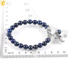 Women's Minimalist Lapis Lazuli Beaded Stretch Bangle Bracelet With Tree Of Life Charm And Electroplated Alloy Accessories