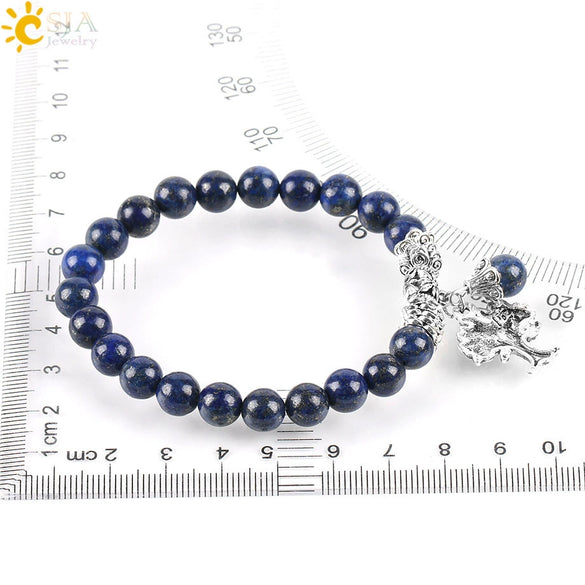 Women's Minimalist Lapis Lazuli Beaded Stretch Bangle Bracelet With Tree Of Life Charm And Electroplated Alloy Accessories