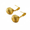 Women's Minimalist Natural Conch Scallop Titanium Steel Electroplated Earrings